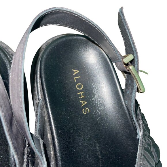 Alohas Womens Sandals Size 39 Black Marshmallow Quilted Casual Slingback - Picture 4 of 9